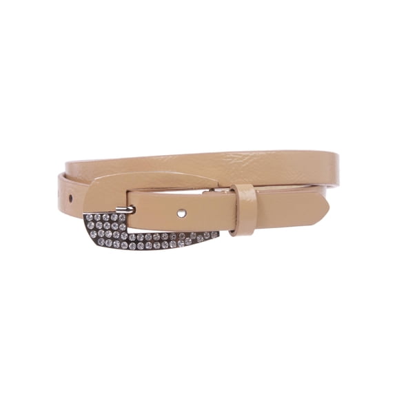 Woman's Rhinestone Patent Leather Skinny Belt