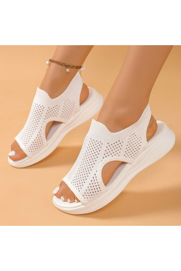Woman's Sandals Oofos Recovery Slides for Women Sandal for Women Women's Summer Mesh Sandals Casual Knitted Comfortable Summer Shoes White