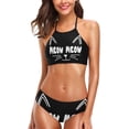 thumbnail image 1 of Woman's Sexy Swimwear Stylish Meow Black Cat 2 Pcs Push-up Halter Pad Swimsuit/Bathing/Bikini Set, Medium, 1 of 6