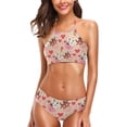 thumbnail image 1 of Woman's Sexy Swimwear Sweet Cute Cow Bull Flowers Hearts 2 Pcs Push-up Halter Pad Swimsuit/Bathing/Bikini Set, X-Large, 1 of 6