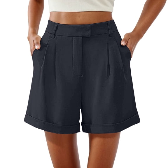 Woman’s Shorts Womens Casual Shorts Stylish Women's High Waist Tailored Shorts for Casual Work and Summer Outings Comfortable Pleated Design with Pockets for Everyday and Dressy Occasions