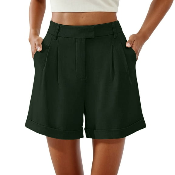 Woman’s Shorts Womens Casual Shorts Stylish Women's High Waist Tailored Shorts for Casual Work and Summer Outings Comfortable Pleated Design with Pockets for Everyday and Dressy Occasions