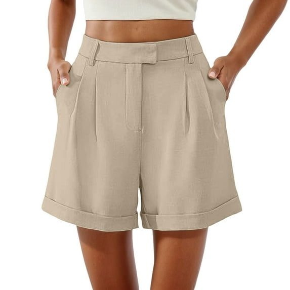 Woman’s Shorts Womens Casual Shorts Stylish Women's High Waist Tailored Shorts for Casual Work and Summer Outings Comfortable Pleated Design with Pockets for Everyday and Dressy Occasions