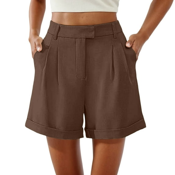 Woman’s Shorts Womens Casual Shorts Stylish Women's High Waist Tailored Shorts for Casual Work and Summer Outings Comfortable Pleated Design with Pockets for Everyday and Dressy Occasions
