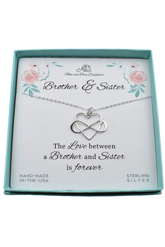 Woman's Sister Infinity Heart Charm In Sterling Silver from Brother