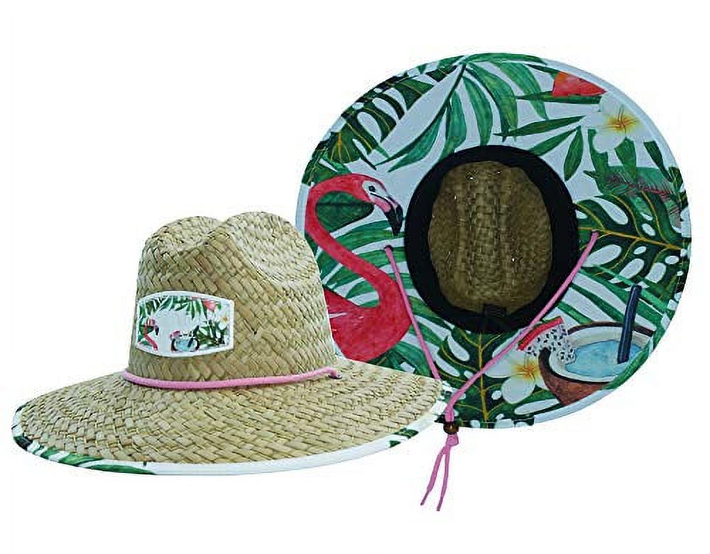 Woman's Sun Hat, Straw Hat with Fabric Pattern Print Lifeguard Hat, Beach, Ocean, Pool, Walking, and Outdoor, Summer Hat, Fits All, Malabar Hat Co - image 1 of 6