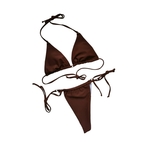 Woman's Triangle Swimsuit Top Brown Snake