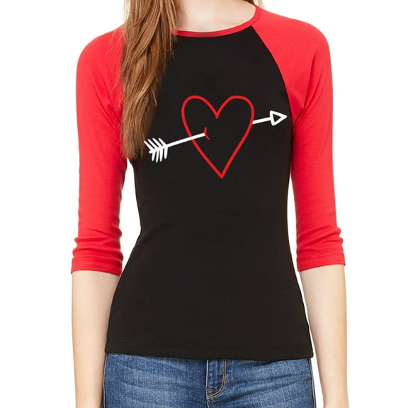 Woman's Valentine's Day Raglan Shirt, Woman's Raglan Shirts, Valentines Shirts - Heart Arrow