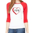 thumbnail image 1 of Woman's Valentine's Day Raglan Shirt, Woman's Raglan Shirts, Valentines Shirts - I Heart U, 1 of 1