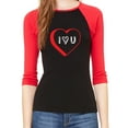 thumbnail image 1 of Woman's Valentine's Day Raglan Shirt, Woman's Raglan Shirts, Valentines Shirts - I Heart U, 1 of 1
