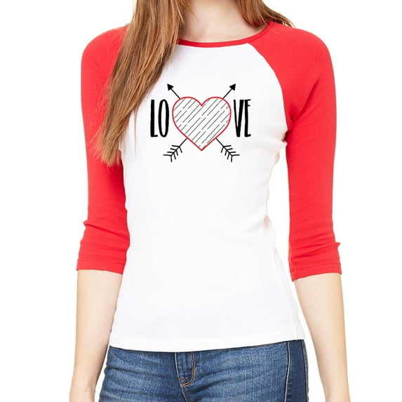 Woman's Valentine's Day Raglan Shirt, Woman's Raglan Shirts, Valentines Shirts - Love
