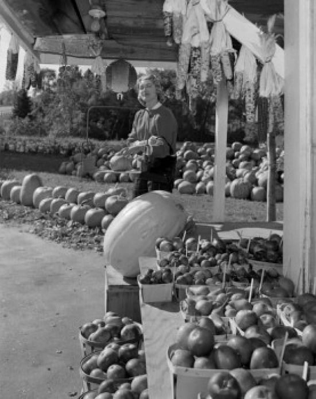 Woman selling vegetables on farm Canvas Art - (18 x 24)