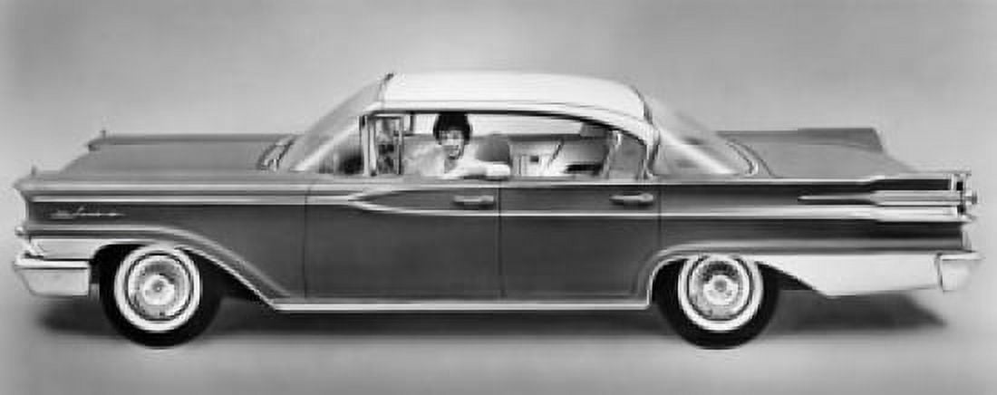 Woman sitting in a 1959 Mercury Park Lane Canvas Art - (18 x 24)