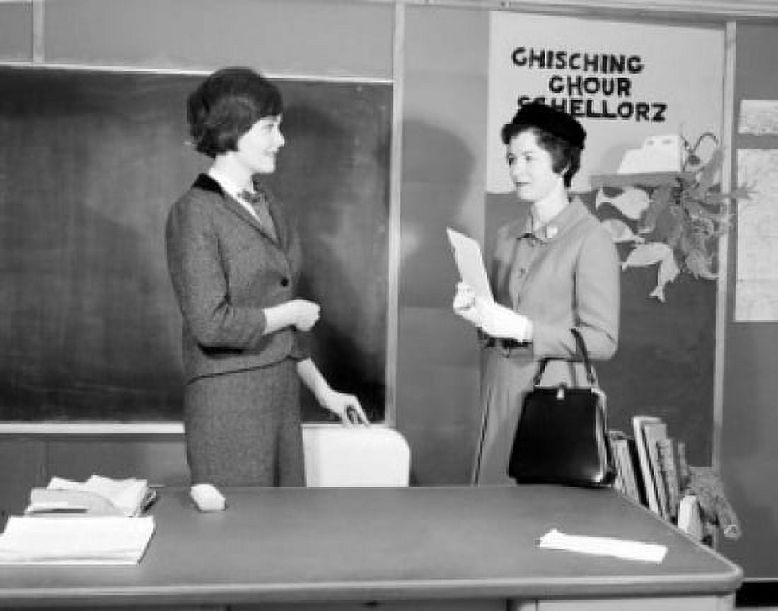Woman talking to teacher Canvas Art - (18 x 24)