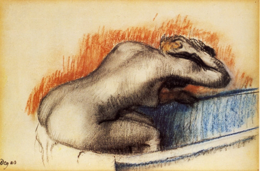 Woman washing in the bath 1892 Canvas Art - Edgar Degas (18 x 24)
