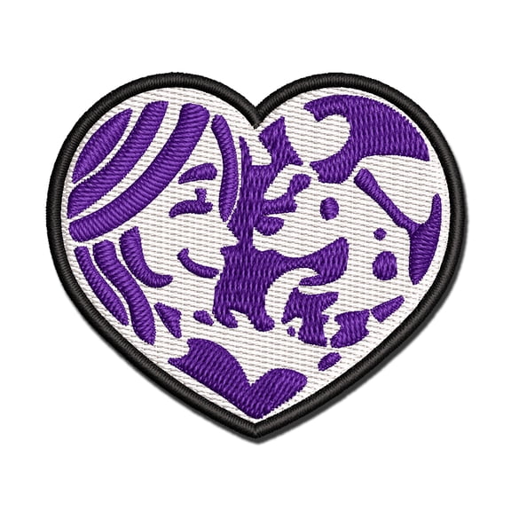 Woman with Dog Puppy Pet in Heart Applique Multi-Color Embroidered Iron-On Patch - 2.5 Inch Small