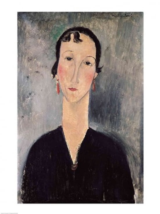 Woman with Earrings Canvas Art - Amedeo Modigliani (18 x 24)