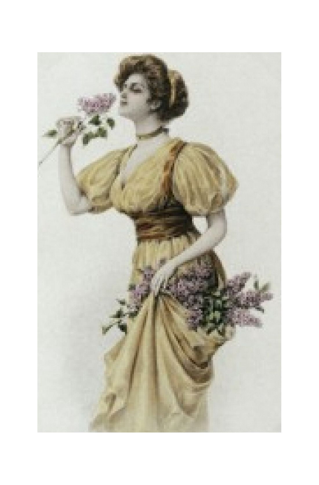 Woman with Flowers Nostalgia Cards Canvas Art - (18 x 24)