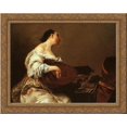 thumbnail image 1 of Woman with Lute 24x20 Gold Ornate Wood Framed Canvas Art by Giuseppe Maria Crespi, 1 of 2