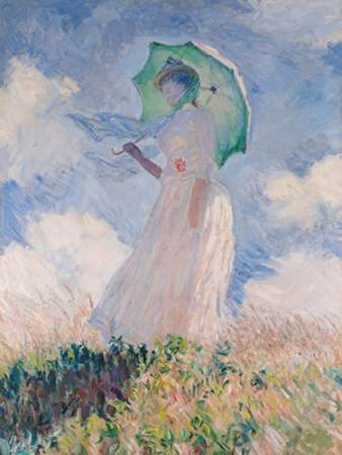 Woman with Parasol-Left Canvas Art - Claude Monet (22 x 28)