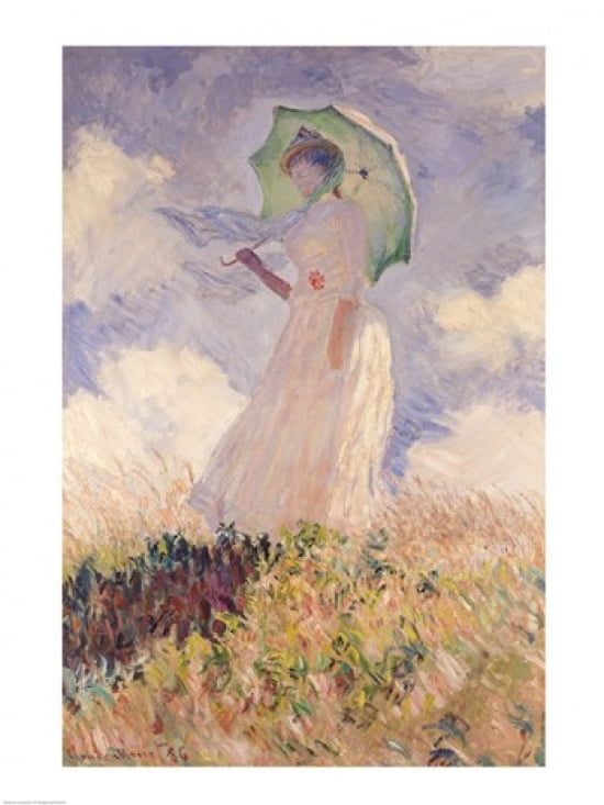 Woman with Parasol turned to the Left 1886 Canvas Art - Claude Monet (30 x 40)