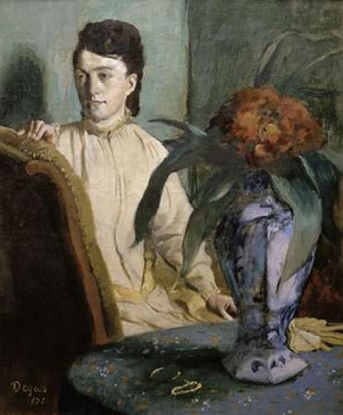 Woman with Porcelain Vase Canvas Art - Edgar Degas (20 x 24)