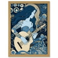 thumbnail image 1 of Woman with Sleeve Tattoo Playing Guitar Music Artwork Framed Wall Art Print A4, 1 of 4