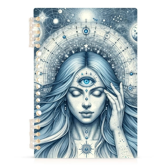Woman with Third Eye and Planet Notebooks 1-subject Journal 60 Sheets A5 College Ruled Paper Detachable Ring 8.3"x5.7"