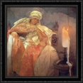 thumbnail image 1 of Woman with a Burning Candle 28x28 Large Black Ornate Wood Framed Canvas Art by Alphonse Mucha, 1 of 2