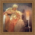 thumbnail image 1 of Woman with a Burning Candle 28x28 Large Gold Ornate Wood Framed Canvas Art by Alphonse Mucha, 1 of 2