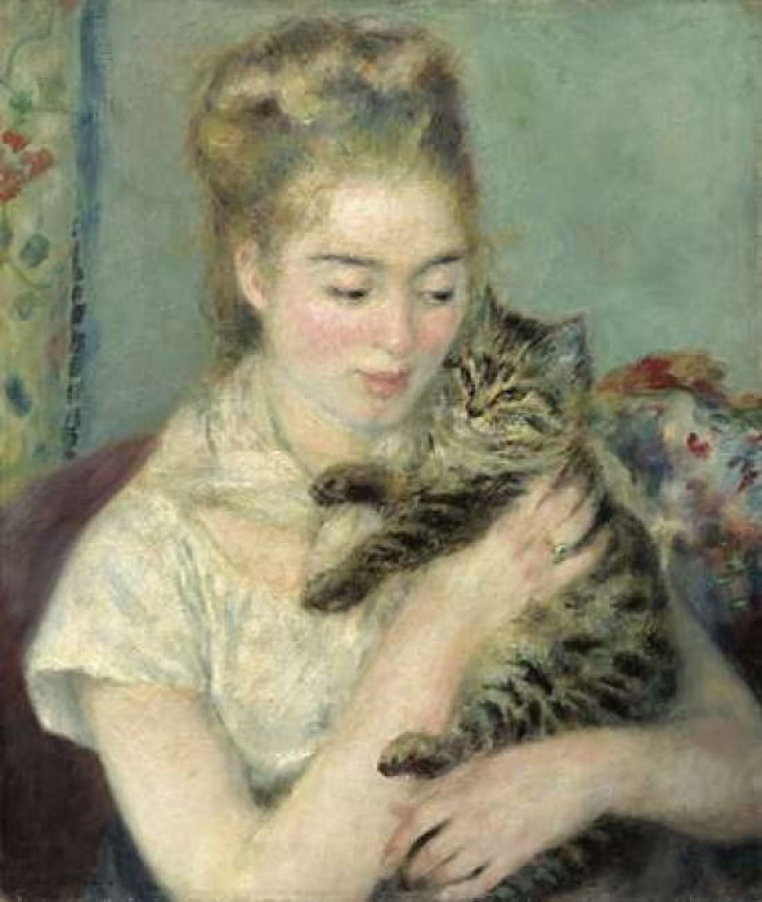 Woman with a Cat Canvas Art - Pierre-Auguste Renoir (20 x 24)