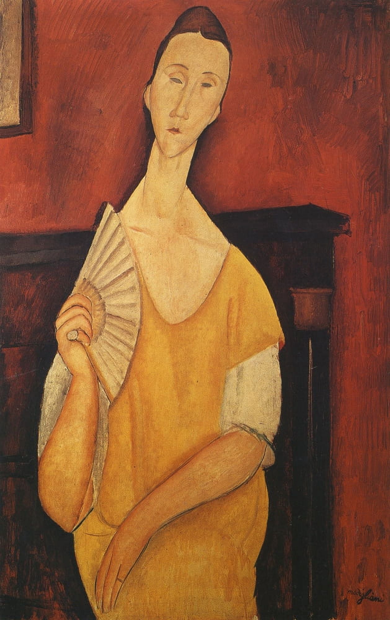 Woman with a Fan 1919 Canvas Art - Amedeo Modigliani (18 x 24)