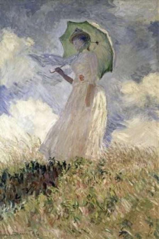 Woman with a Parasol Turned to the Left 1886 Canvas Art - Claude Monet (24 x 36)