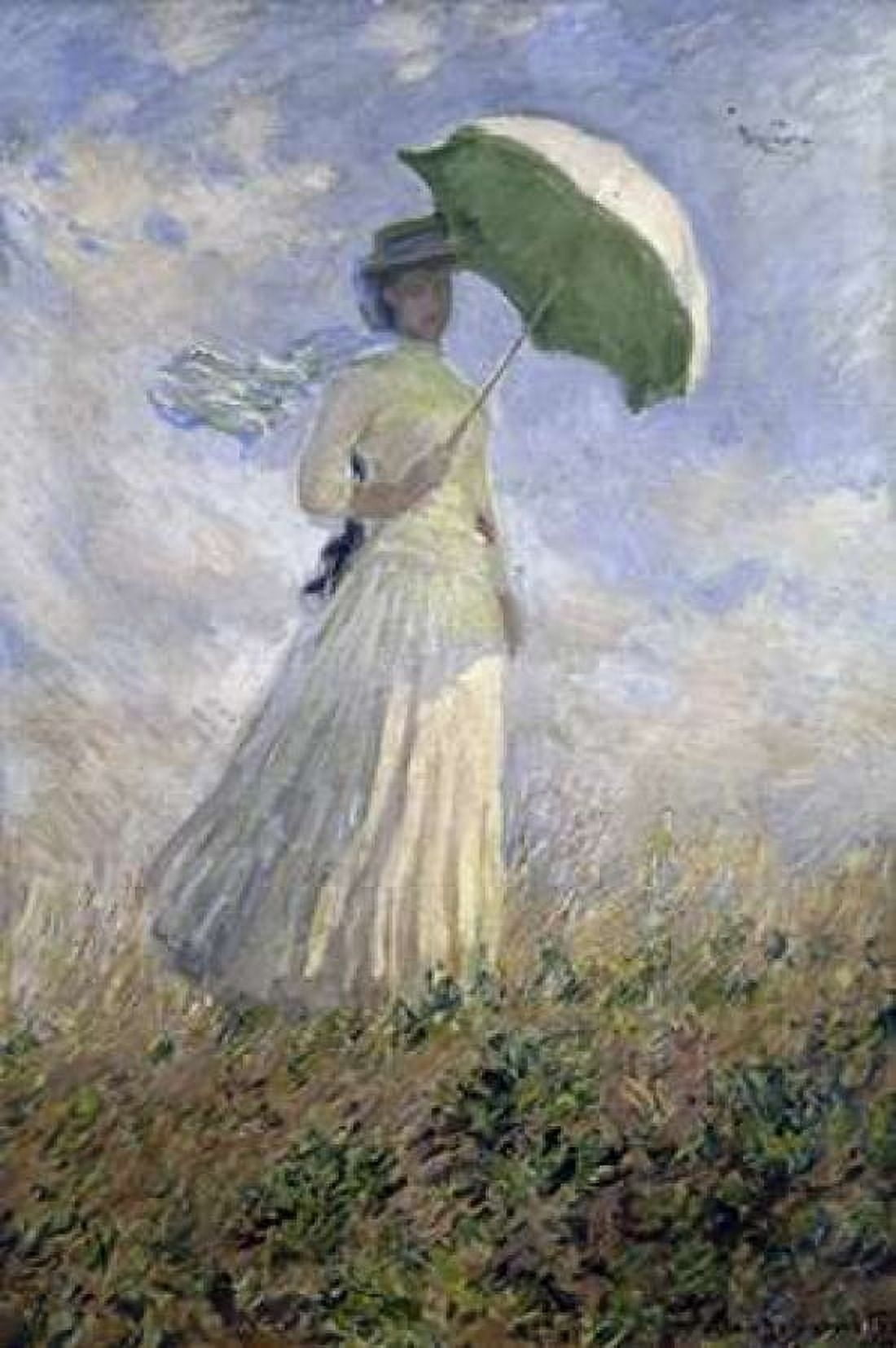 Woman with a Parasol Turned to the Right Canvas Art - Claude Monet (20 x 28)