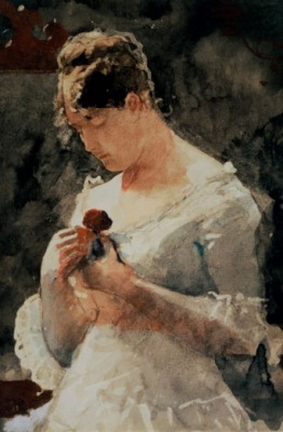 Woman with a Rose C 1879 Winslow Homer (1836-1910 American) Watercolor   San Diego Museum of Art California USA Canvas Art - Winslow Homer (24 x 36)