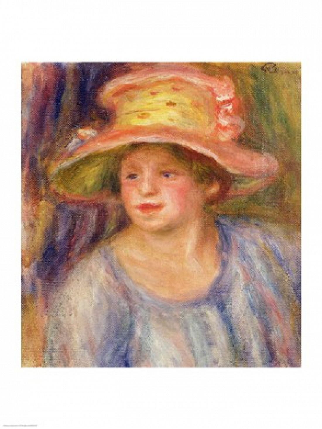 Woman with a hat Canvas Art - Pierre-Auguste Renoir (18 x 24)