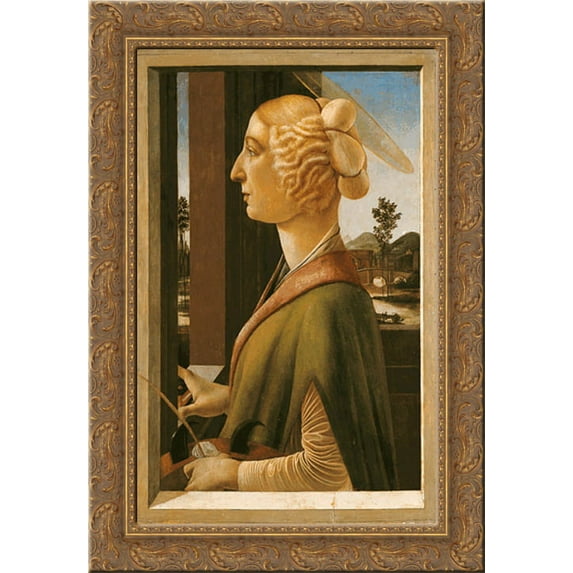 Woman with attributes of Saint Catherine, so called Catherina Sforza Sandro Botticelli 24x18 Gold Ornate Wood Framed Canvas Art by Sandro Botticelli
