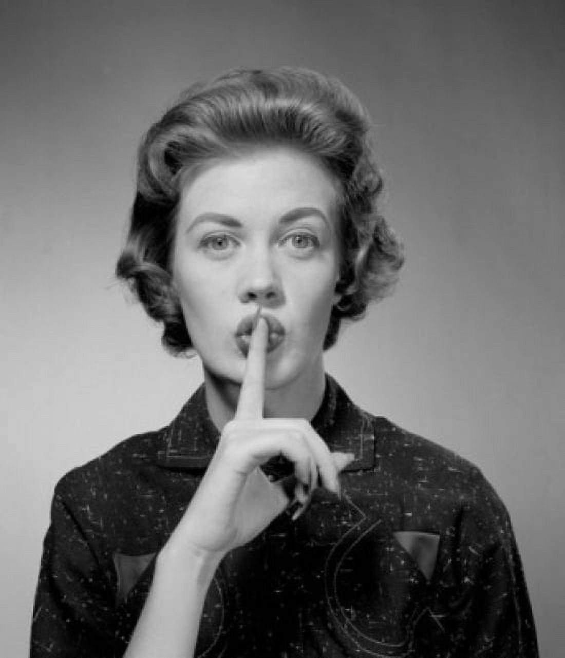 Woman with finger on lips Canvas Art - (18 x 24)