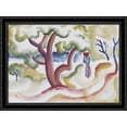 thumbnail image 1 of Woman with pitcher under trees 36x28 Large Black Ornate Wood Framed Canvas Art by August Macke, 1 of 2