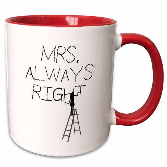 Woman worker on a ladder carves text Mrs. Always Right 11oz Two-Tone Red Mug mug-281329-5