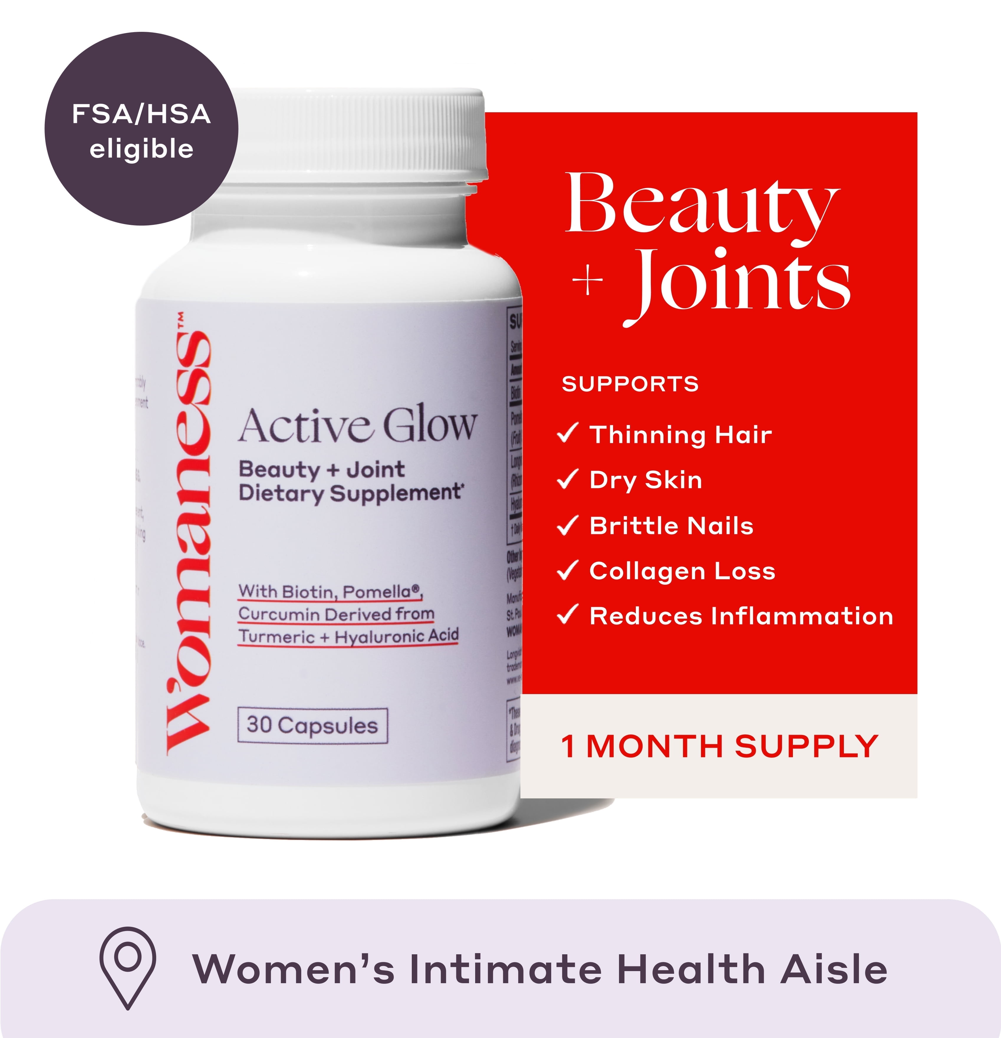 Womaness Active Glow Biotin Vitamin Supplement for Hair Skin