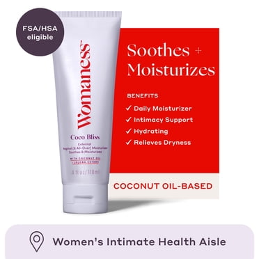 Womaness Coco Bliss Feminine Vaginal Moisturizer for Menopause Symptoms & Everyday Dryness, Coconut Oil-Based, 4 fl oz