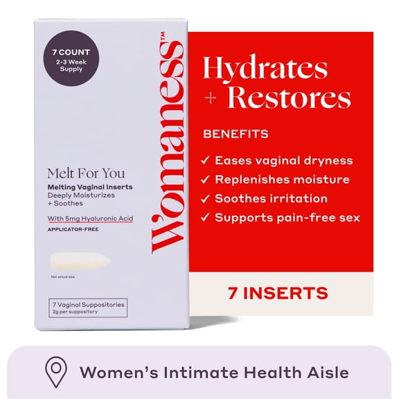 Womaness Melt for You Soothing & Moisturizing Vaginal Suppositories with 5mg Hyaluronic Acid, 7 Count