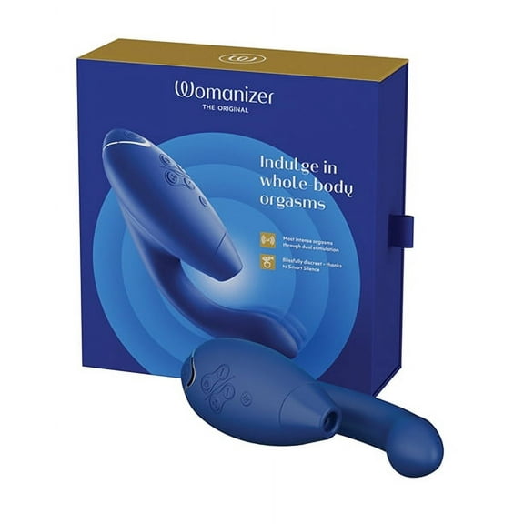 Womanizer Duo 2 - Rechargeable Clitoral Sucking Rabbit Vibrator with 14 Intensity Levels and 10 Vibration Modes - Blueberry