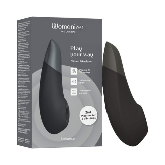 Womanizer Enhance 2-in-1 Clitoral Sucker & Vibrator, Air Pulse & Vibration, Black
