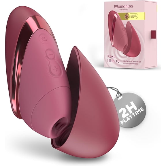 Womanizer Next Liberty Wellness Massager with Advanced Pulse Technology, Rechargeable Waterproof Silicone, 8 Adjustable Settings, Travel Case, Bordeaux
