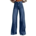 thumbnail image 1 of Womans Baggy Jean Summer Wide Leg Y2K 90S Denim Pants Dark Wash Straight Pant Stretchy Boyfriend Jeans for Women Trendy dark blue X-Large, 1 of 5