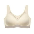 thumbnail image 1 of Womans Bras Women Tops Bra Wire-Free Underwears Base Vest Style Sports Lingerie V-Neck Convertible Bra Feature Hook and Eye Closure Nursing Bra Style Y-259 , Beige L, 1 of 3