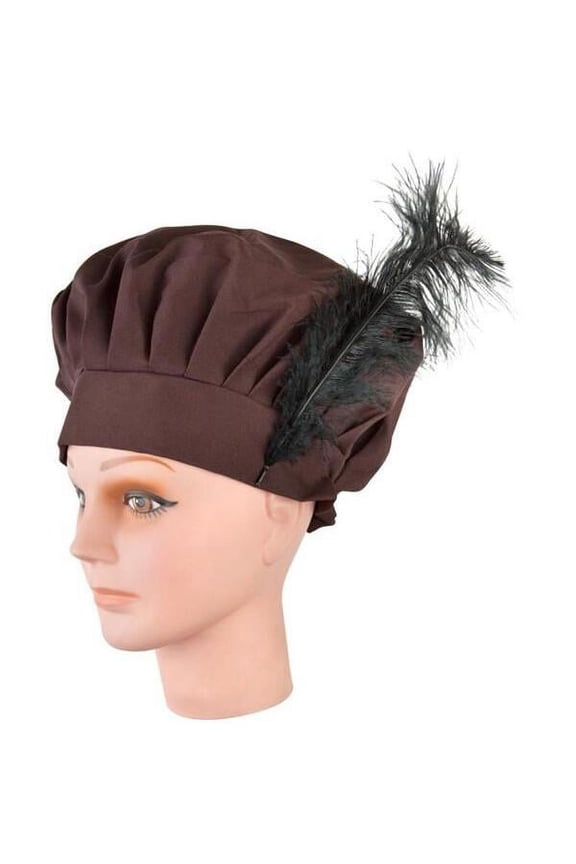 Womans Brown Hat With Feather