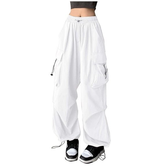 Womans Cargo Pants Elastic Waist Pants Baggy Pants Jogging Pants with Pockets Hiking Essentials Fun Pants